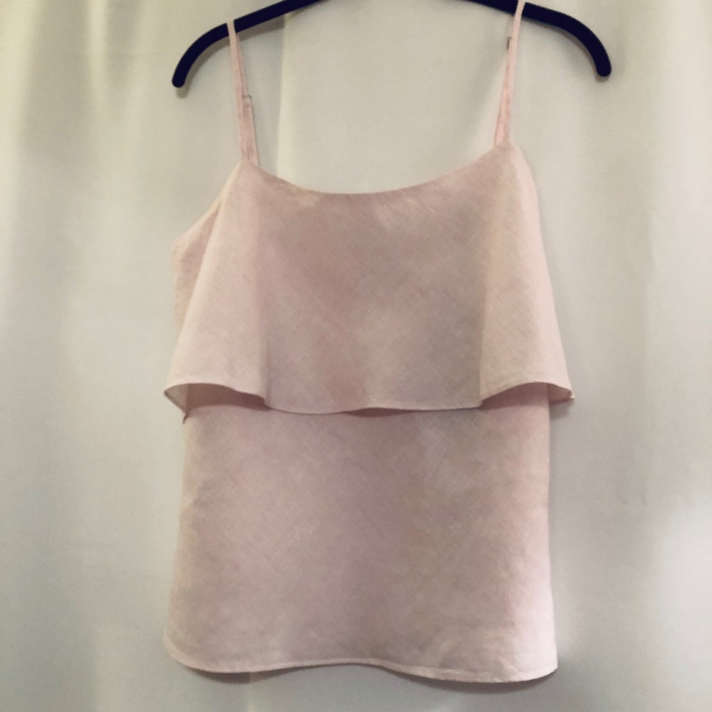 Saks Two Tier Pink & White Variegated Striped Cami